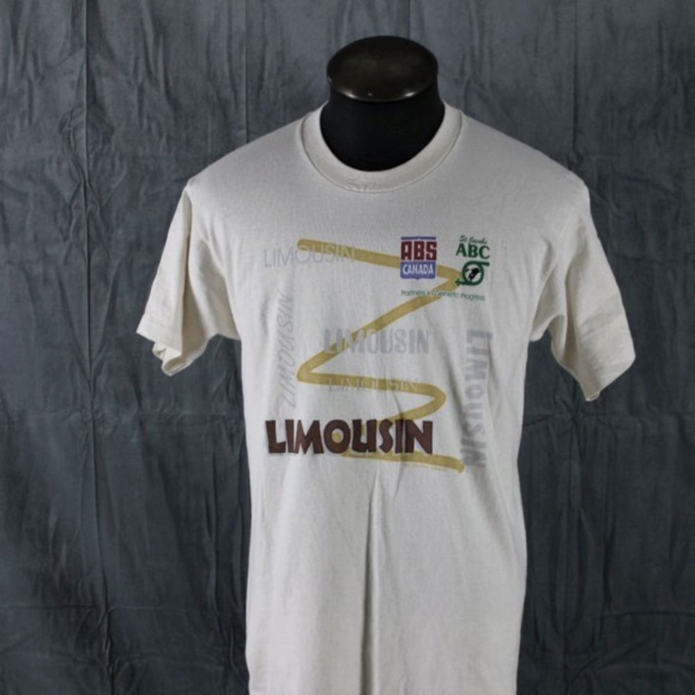 Vintage Graphic T-shirt - ABS Canada Limousin Cattle Screen Stars - Men's Large